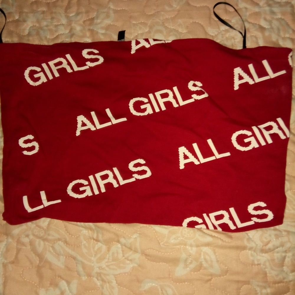 "All Girls" red tube top crop top